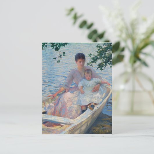 Mutter und Kind in einem Boot Postkarte (Stehend Vorderseite)