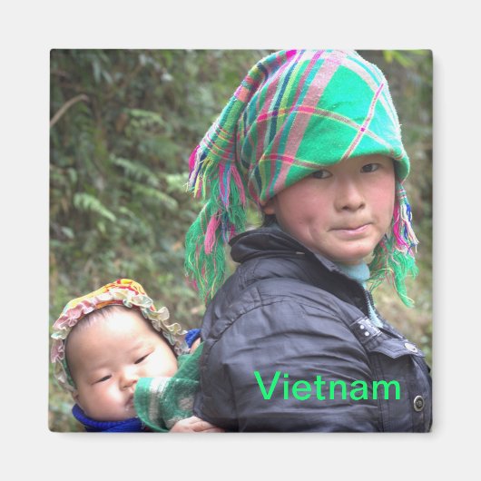 Mutter und Kind in Sapa Vietnam Magnet (Vorne)