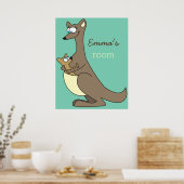 Mutter und Kind Kangaroo Individuelle Name Kinderz Poster (Küche)