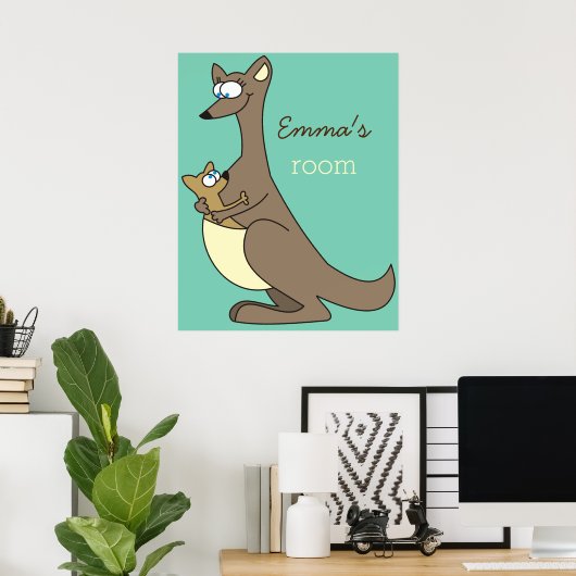 Mutter und Kind Kangaroo Individuelle Name Kinderz Poster (Heimbüro)
