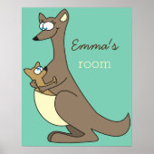 Mutter und Kind Kangaroo Individuelle Name Kinderz Poster (Vorne)