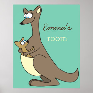 Mutter und Kind Kangaroo Individuelle Name Kinderz Poster