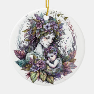 Mütter und Kind Keramik Ornament
