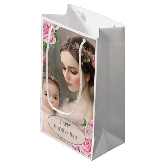 Mutter und Kind Kleine Geschenktüte (Vorderseite Schrägansicht)