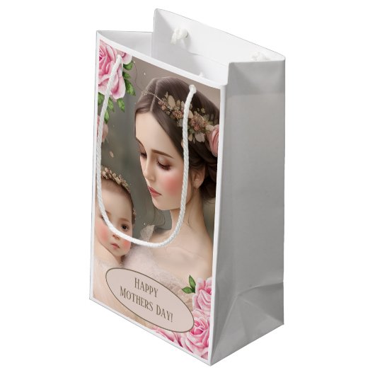 Mutter und Kind Kleine Geschenktüte (Rückseite Schrägansicht)