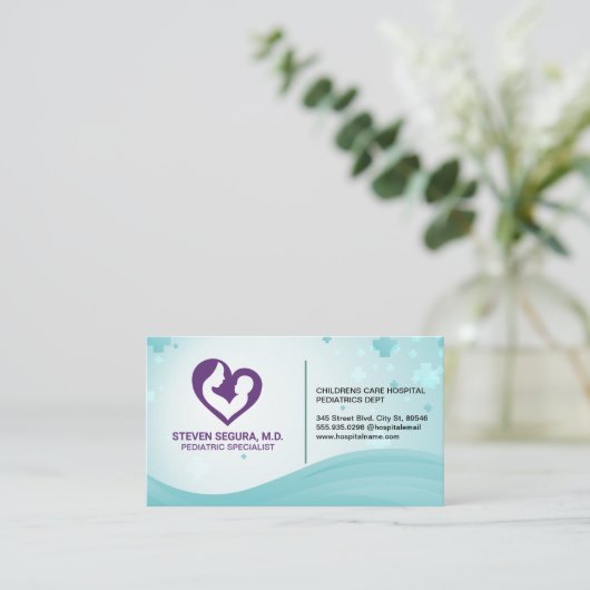 Mutter und Kind | Lila Herz Visitenkarte (Stehend Vorderseite)