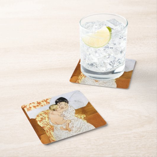 Mutter und Kind, Mary Cassatt Rechteckiger Pappuntersetzer (Vor Ort)