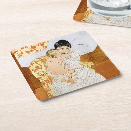 Mutter und Kind, Mary Cassatt Rechteckiger Pappuntersetzer (angewinkelt)