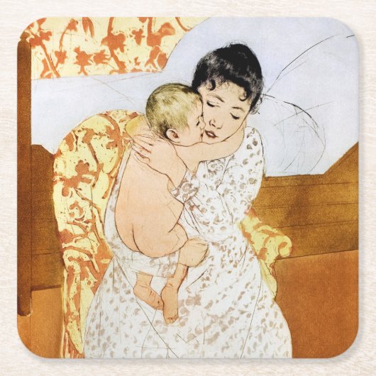 Mutter und Kind, Mary Cassatt Rechteckiger Pappuntersetzer (Vorderseite)