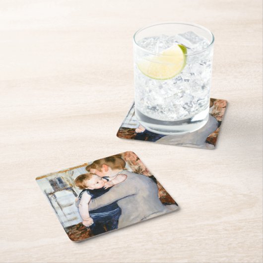 Mutter und Kind, Mary Cassatt Rechteckiger Pappuntersetzer (Vor Ort)