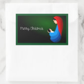MUTTER UND KIND "MERRY CHRISTMAS" RECHTECKIGER AUFKLEBER (Tasche)