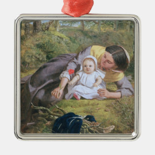 Mutter und Kind mit einer Mohnblume Ornament Aus Metall