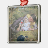 Mutter und Kind mit einer Mohnblume Ornament Aus Metall (Links)