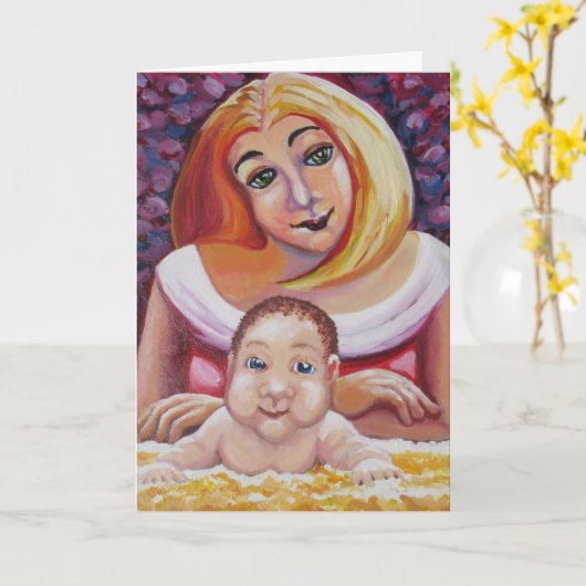 Mutter und Kind - Muttertag Karte (Gelbe Blume)