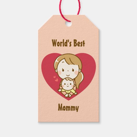 Mutter und Kind niedlich kawaii Cartoon Muttertag Geschenkanhänger (Vorderseite)