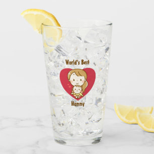 Mutter und Kind niedlich kawaii Cartoon Muttertag Glas