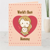 Mutter und Kind niedlich kawaii Cartoon Muttertag Karte (Vorderseite)