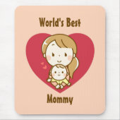Mutter und Kind niedlich kawaii Cartoon Muttertag Mousepad (Vorne)