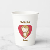 Mutter und Kind niedlich kawaii Cartoon Muttertag Pappbecher (Rückseite)