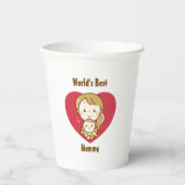 Mutter und Kind niedlich kawaii Cartoon Muttertag Pappbecher (Vorderseite)