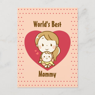Mutter und Kind niedlich kawaii Cartoon Muttertag Postkarte