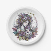 Mütter und Kind Pappteller (Vorderseite)