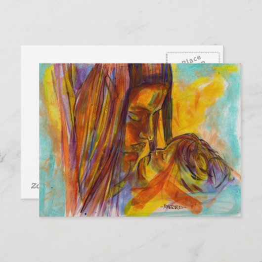 Mutter und Kind Postkarte (Vorne/Hinten)