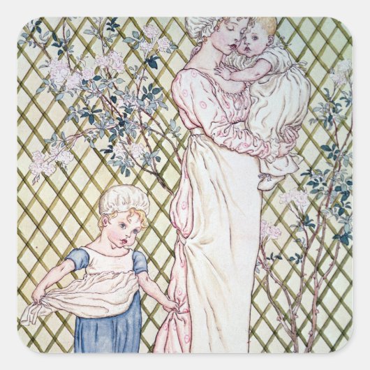 Mutter und Kind Quadratischer Aufkleber (Vorderseite)