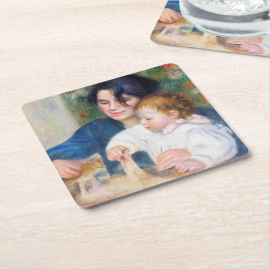 Mutter und Kind, Renoir Rechteckiger Pappuntersetzer (angewinkelt)
