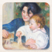 Mutter und Kind, Renoir Rechteckiger Pappuntersetzer (Vorderseite)