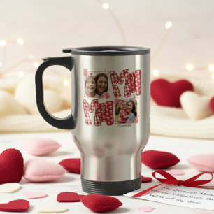 Mutter und Kind Rosa Rotes Karo Valentinstag Liebe Reisebecher