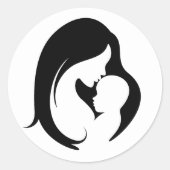 Mutter und Kind Silhoutte Runder Aufkleber (Vorderseite)