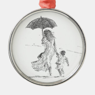 Mutter und Kind Sri Lanka Ornament Aus Metall