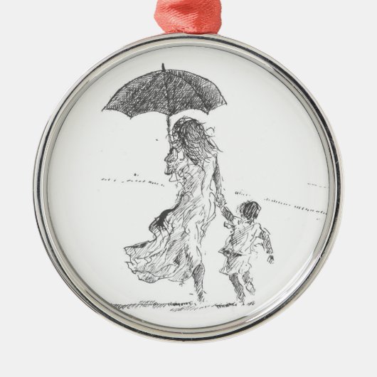 Mutter und Kind Sri Lanka Ornament Aus Metall (Vorne)