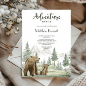 Mutter und Kind tragen Aquarellwald-Einladung Einladung