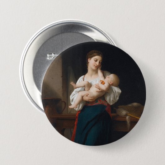 Mutter und Kind (von Bouguereau) Button (Vorne & Hinten)