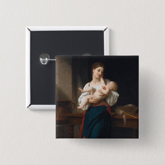 Mutter und Kind (von Bouguereau) Button (Vorne & Hinten)