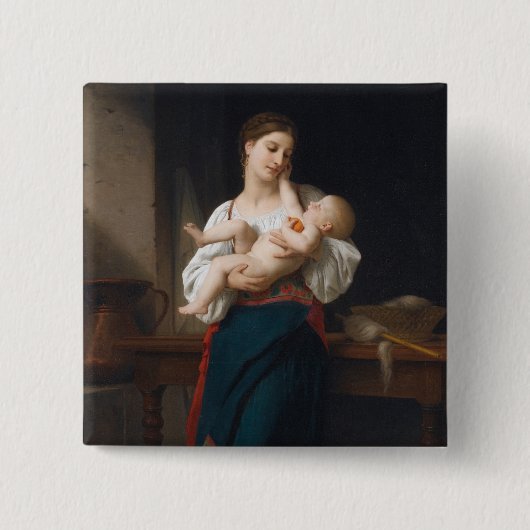 Mutter und Kind (von Bouguereau) Button (Vorderseite)