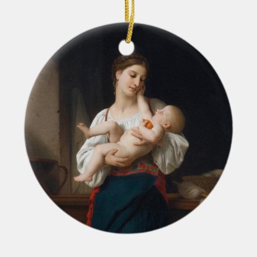 Mutter und Kind (von Bouguereau) Keramik Ornament (Vorne)