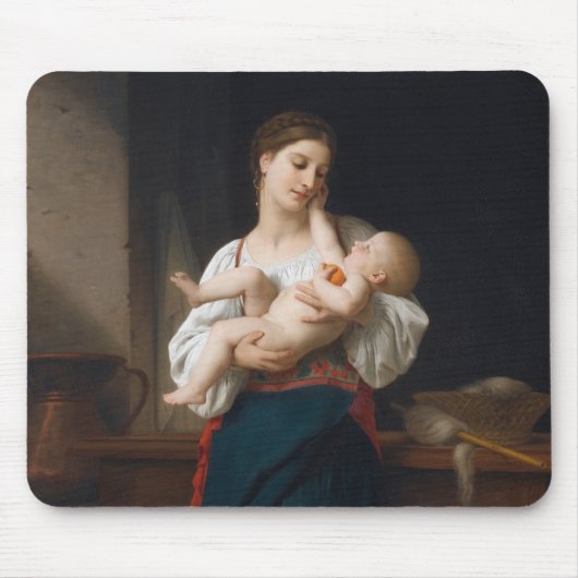 Mutter und Kind (von Bouguereau) Mousepad (Vorne)