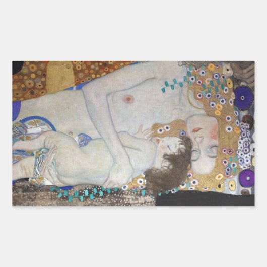 Mutter und Kind von Gustav Klimt Rechteckiger Aufkleber (Vorderseite)