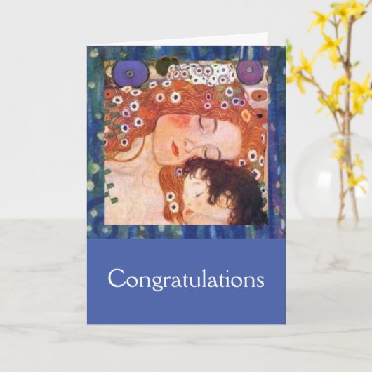 Mutter und Kind von Klimt Karte (Gelbe Blume)