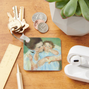 Mutter und Kind von Mary Cassatt, Vintage Kunst Schlüsselanhänger