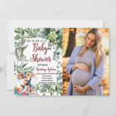 Mutter und Kind Wasserfarbe Foto Kinderdusche Einladung (Vorderseite)