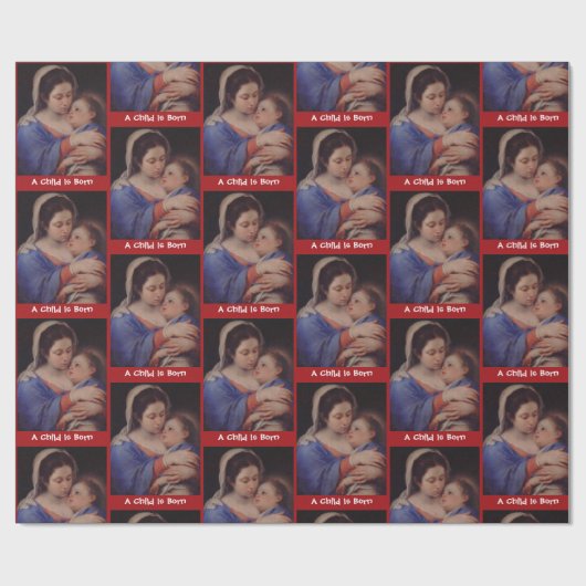 Mutter und Kind Weihnachtskrippe Geschenk Geschenkpapier (Flach)