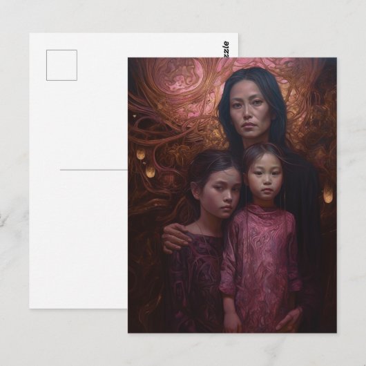 Mutter und Kinder Postkarte (Vorne/Hinten)