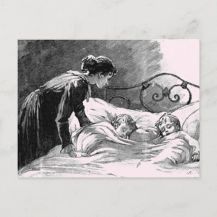 Mutter und Kinder Schlafen Postkarte