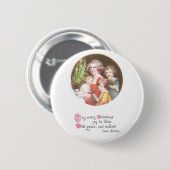 Mutter und Kinder singen Weihnachtslieder Vintage Button (Vorne & Hinten)