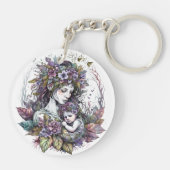 Mütter und kinderakryllischer Schlüsselanhänger (Rückseite)