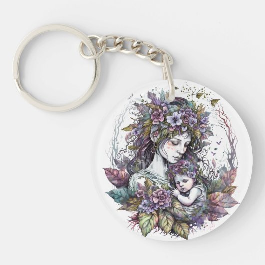 Mütter und kinderakryllischer Schlüsselanhänger (Vorderseite)